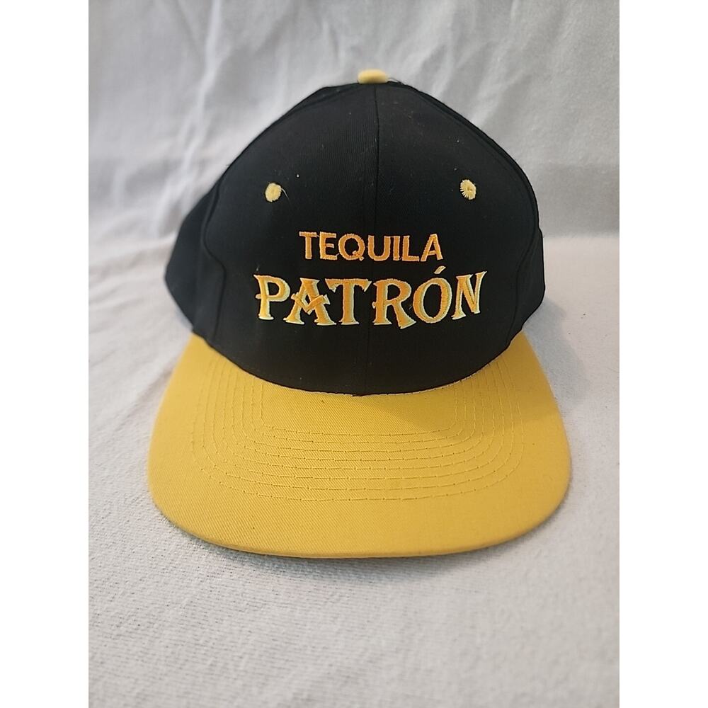KC Patron Tequila 100% Agave Black Yellow Snapback Baseball Hat Cap One Size
